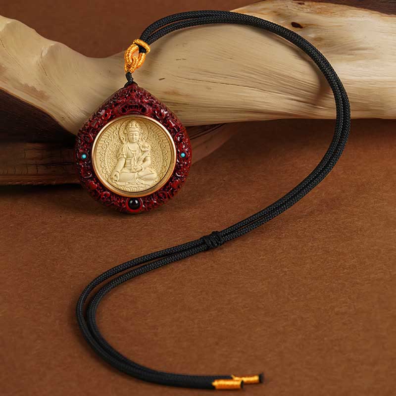 Chinese Zodiac Natal Buddha Small Leaf Red Sandalwood Ebony Longevity Necklace Pendant - Image 20