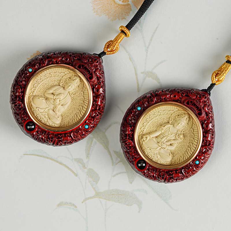 Chinese Zodiac Natal Buddha Small Leaf Red Sandalwood Ebony Longevity Necklace Pendant - Image 22