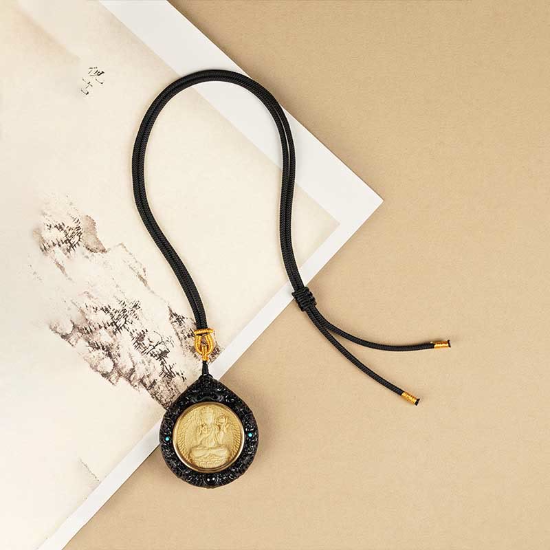 Chinese Zodiac Natal Buddha Small Leaf Red Sandalwood Ebony Longevity Necklace Pendant - Image 18
