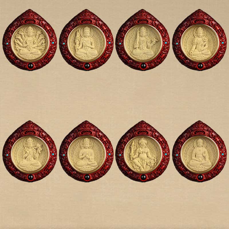 Chinese Zodiac Natal Buddha Small Leaf Red Sandalwood Ebony Longevity Necklace Pendant - Image 24