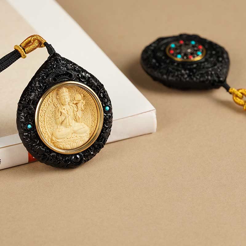 Chinese Zodiac Natal Buddha Small Leaf Red Sandalwood Ebony Longevity Necklace Pendant - Image 26