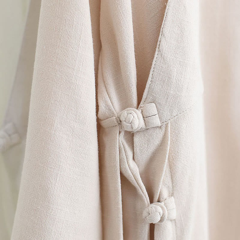 2Pcs V-Neck Men's Long Sleeve Shirt Top Pants Meditation Zen Tai Chi Cotton Linen Clothing Set - Image 19