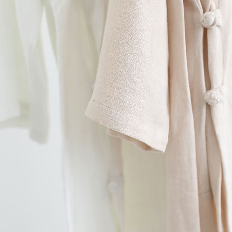 2Pcs V-Neck Men's Long Sleeve Shirt Top Pants Meditation Zen Tai Chi Cotton Linen Clothing Set - Image 20