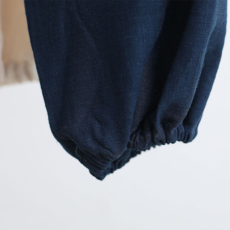 2Pcs V-Neck Men's Long Sleeve Shirt Top Pants Meditation Zen Tai Chi Cotton Linen Clothing Set - Image 43