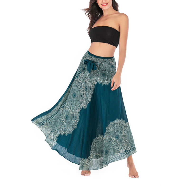 Two Style Wear Boho Mandala Flower Beach Skirt Dress - Image 5