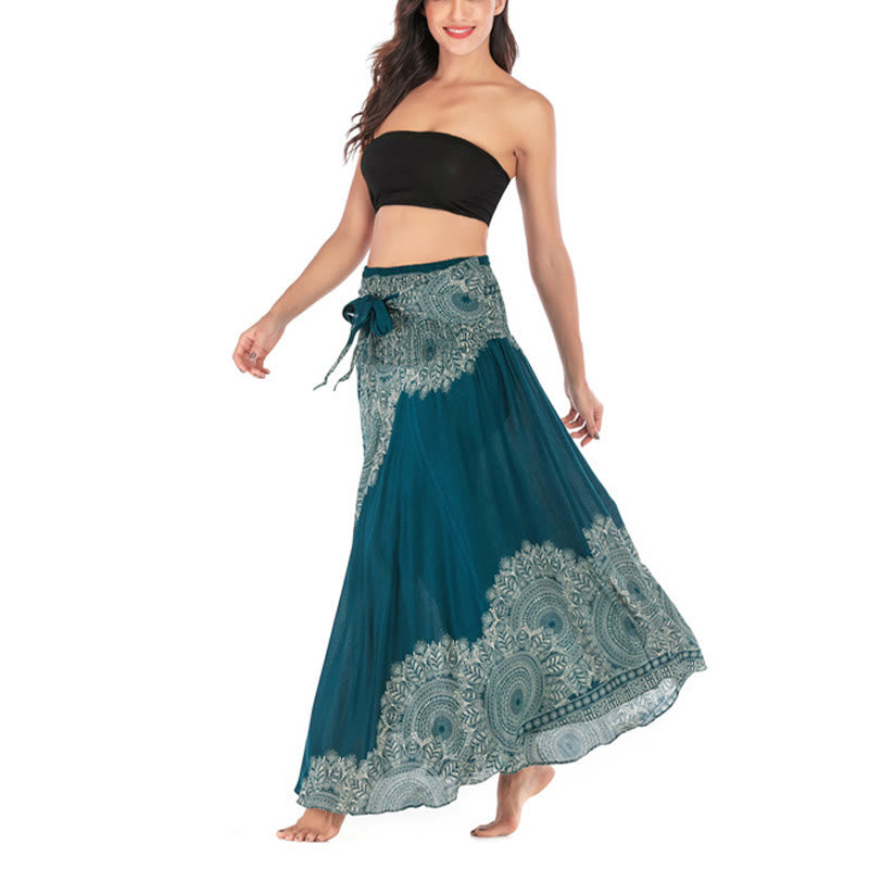 Two Style Wear Boho Mandala Flower Beach Skirt Dress - Image 7