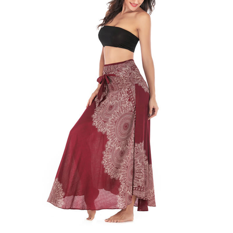 Two Style Wear Boho Mandala Flower Beach Skirt Dress - Image 26