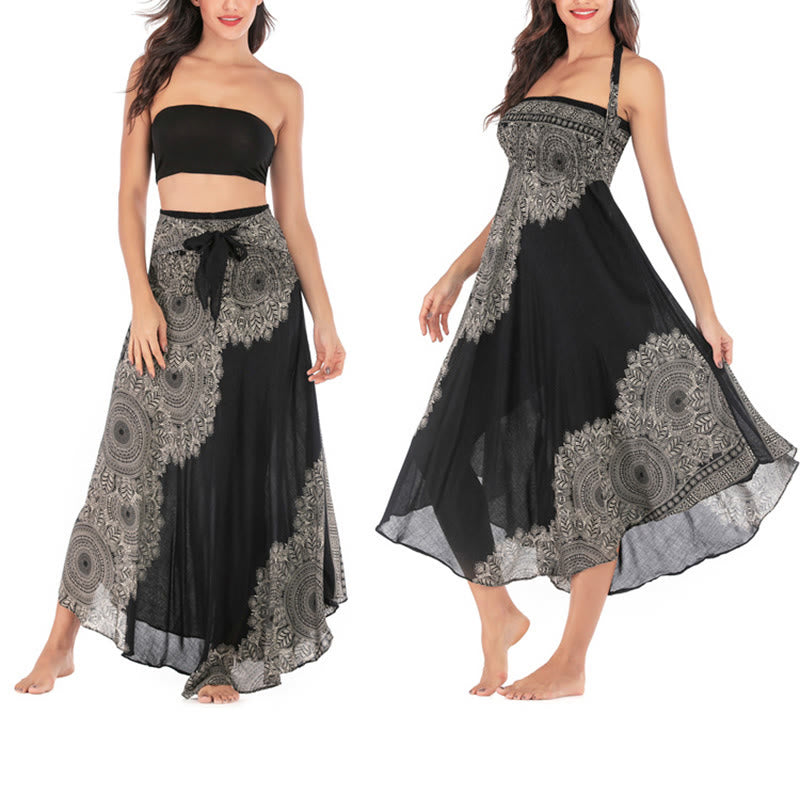 Two Style Wear Boho Mandala Flower Beach Skirt Dress - Image 14