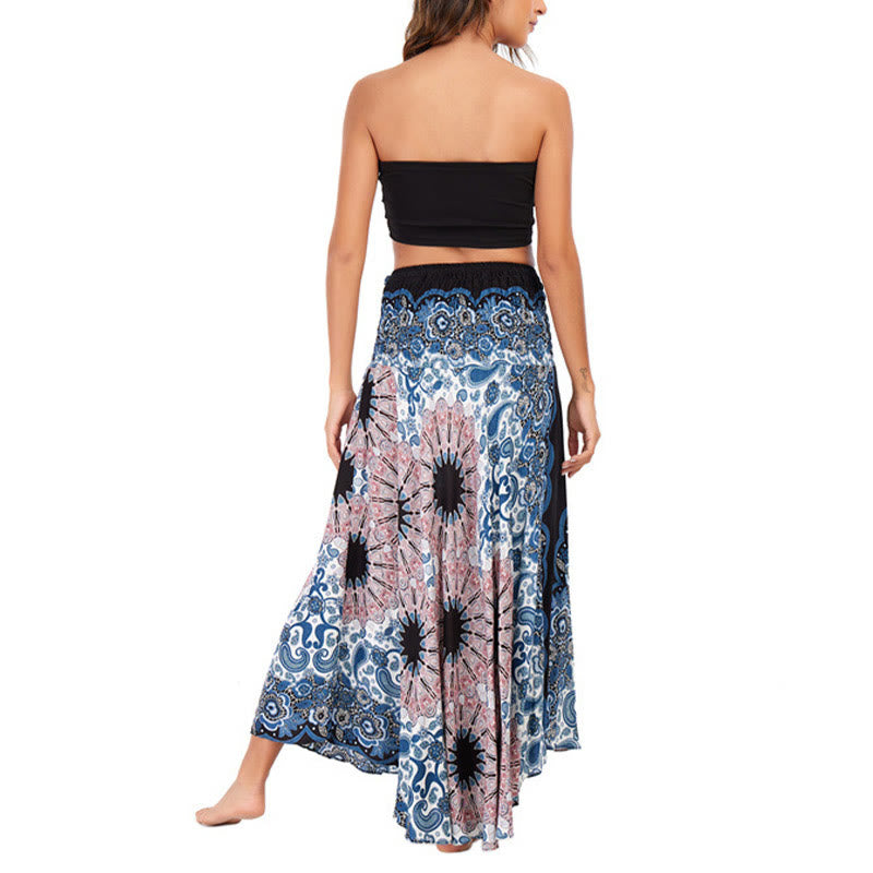 Two Style Wear Bohemian Mandala Flower Water Drop Lace-up Skirt Dress - Image 13