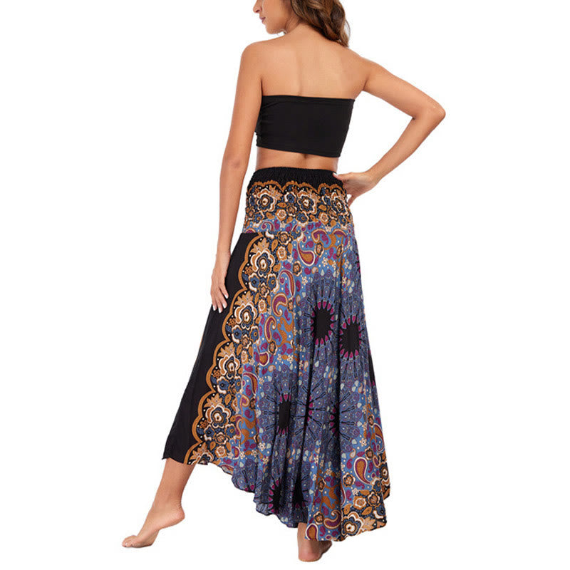 Two Style Wear Bohemian Mandala Flower Water Drop Lace-up Skirt Dress - Image 20