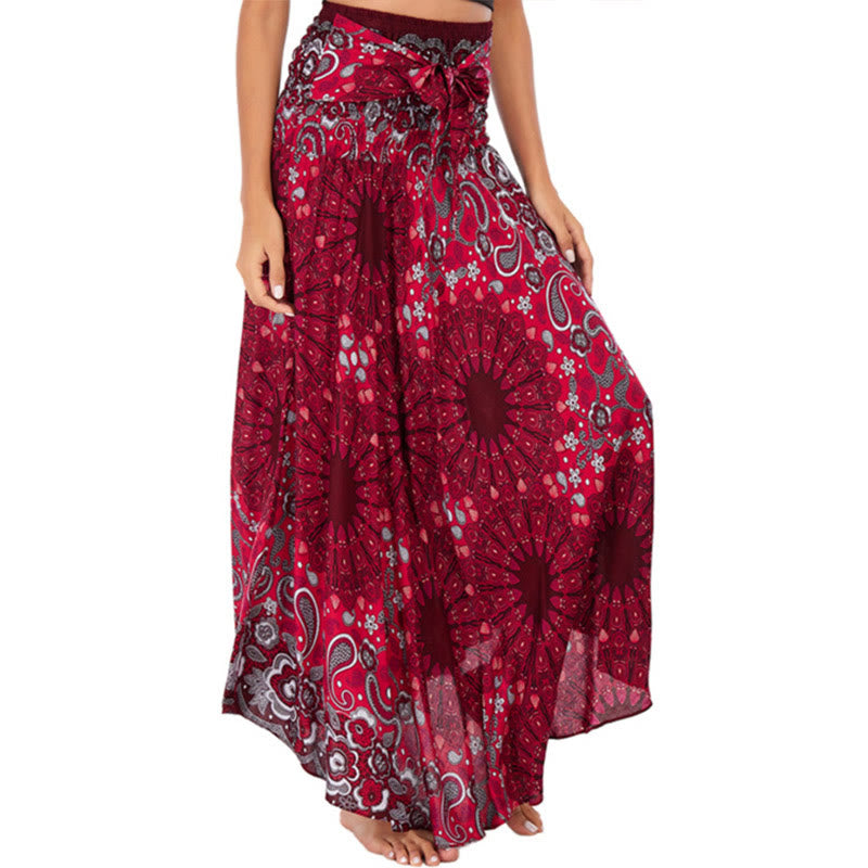 Two Style Wear Bohemian Mandala Flower Water Drop Lace-up Skirt Dress - Image 23
