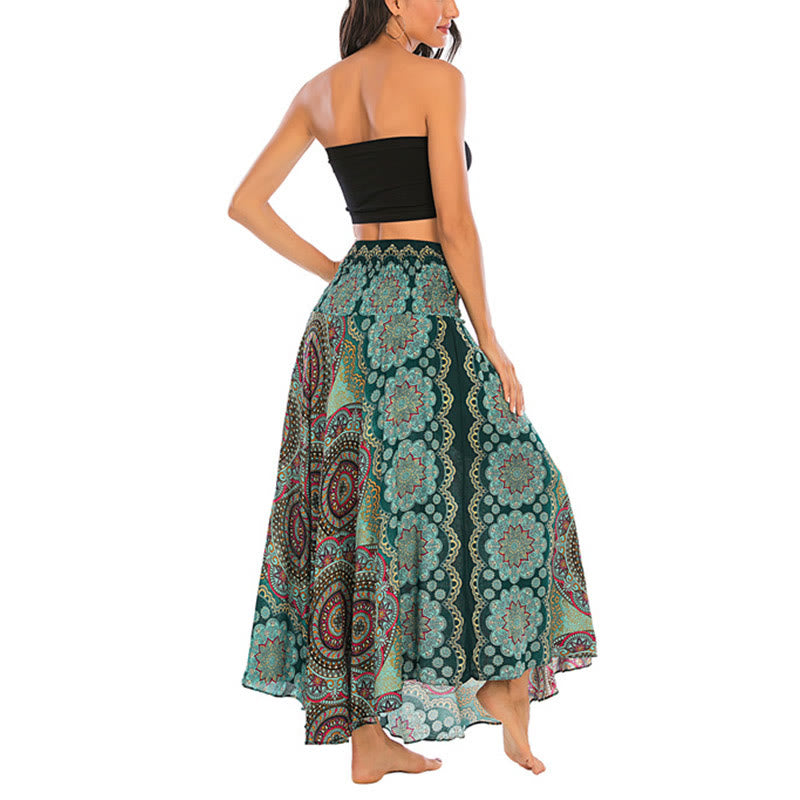 Two Style Wear Bohemian Mandala Flower Lace-up Skirt Dress - Image 7