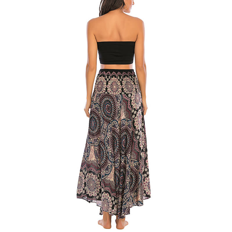 Two Style Wear Bohemian Mandala Flower Lace-up Skirt Dress - Image 15