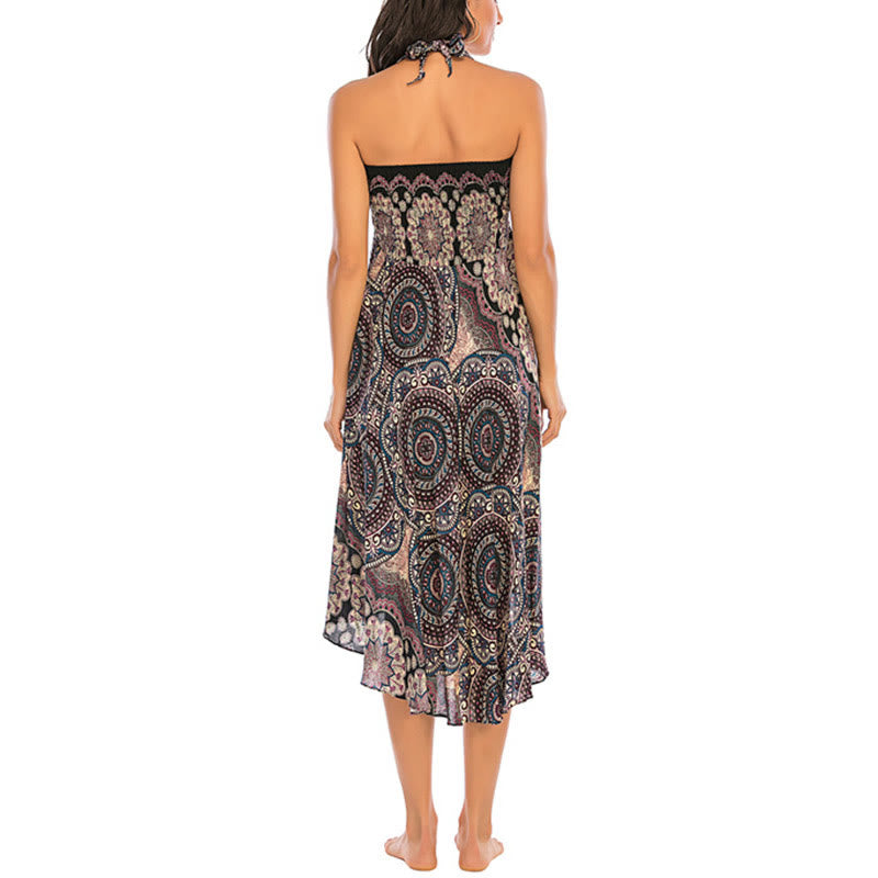 Two Style Wear Bohemian Mandala Flower Lace-up Skirt Dress - Image 18