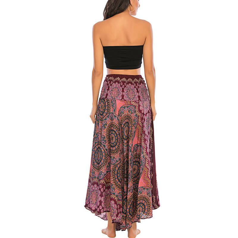 Two Style Wear Bohemian Mandala Flower Lace-up Skirt Dress - Image 25