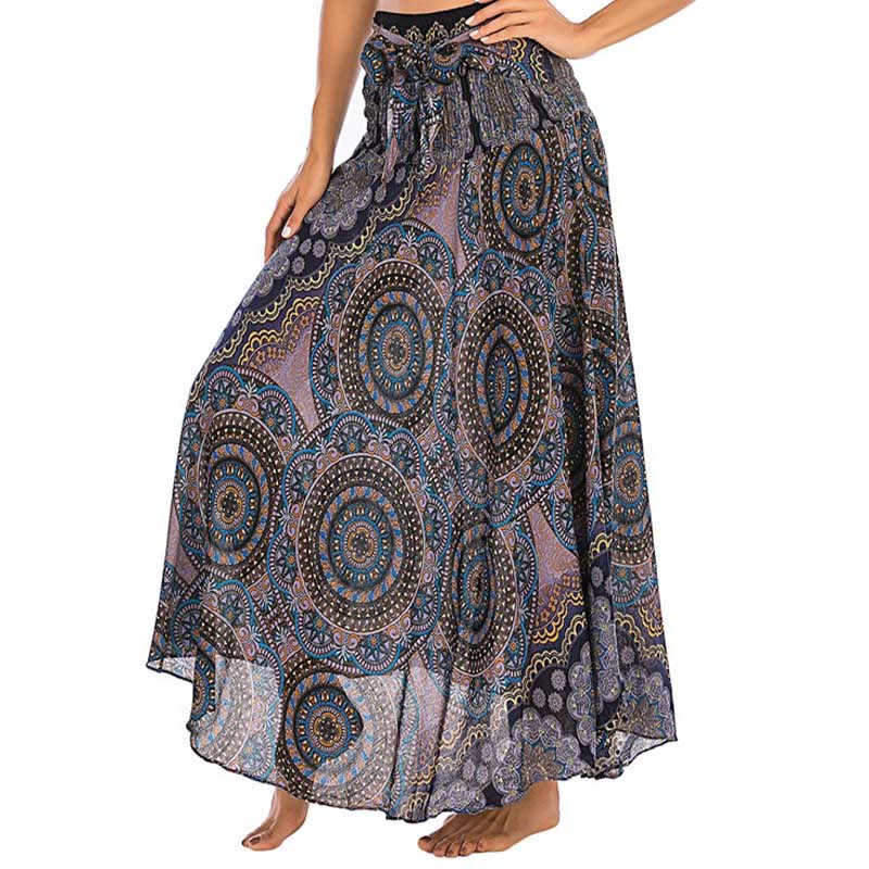 Two Style Wear Bohemian Mandala Flower Lace-up Skirt Dress - Image 29