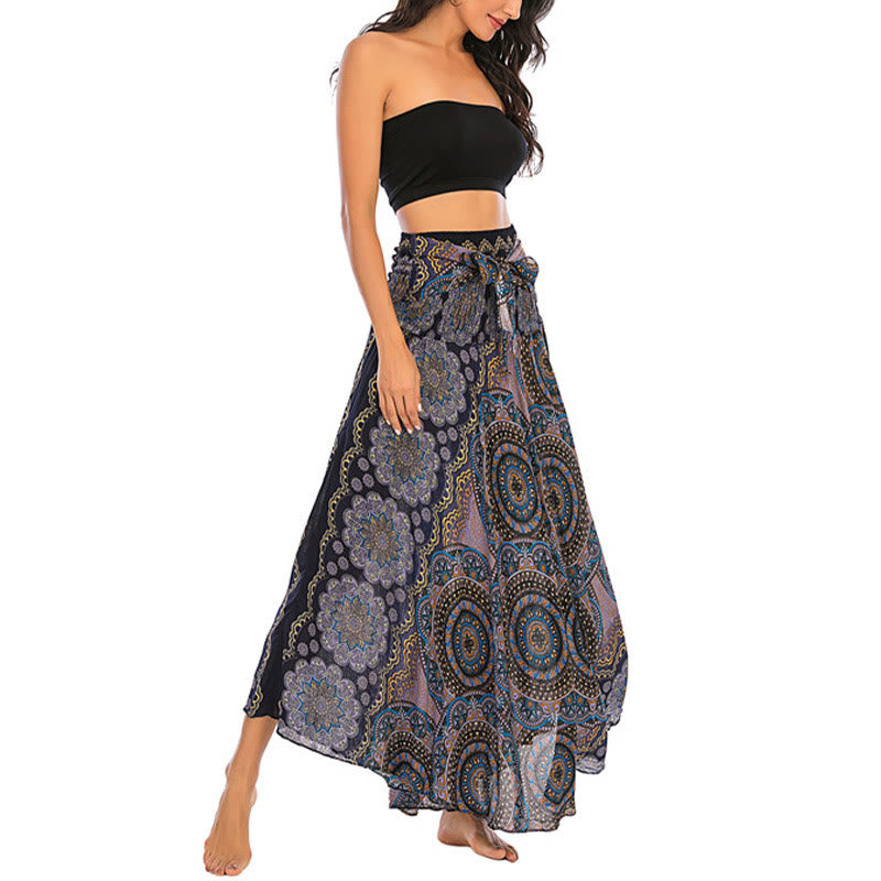Two Style Wear Bohemian Mandala Flower Lace-up Skirt Dress - Image 32