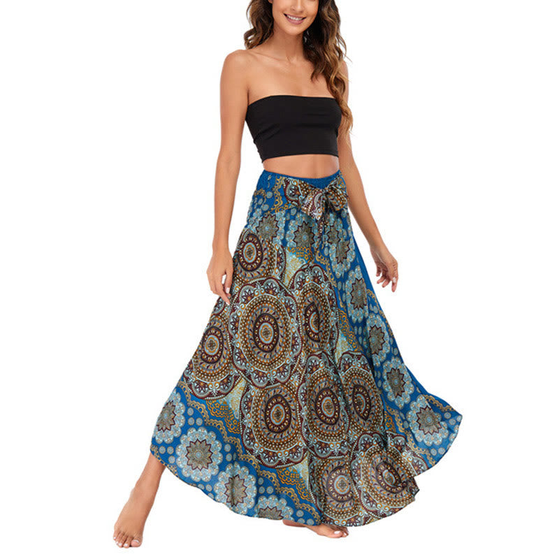 Two Style Wear Bohemian Mandala Flower Lace-up Skirt Dress - Image 42