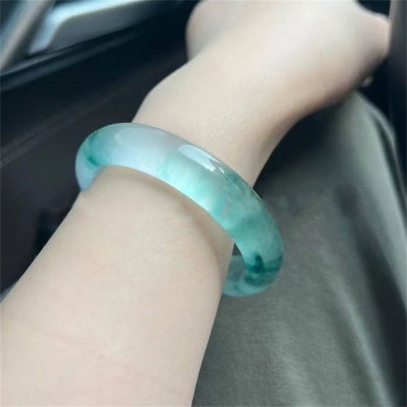 Natural Jade Floating Flower Luck Bracelet Bangle - Image 11