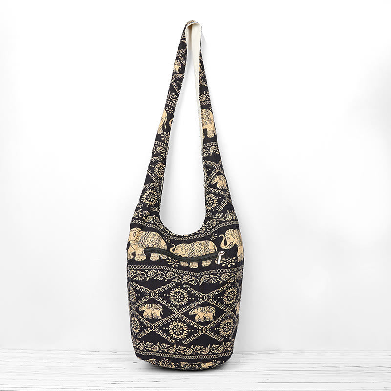 Cotton Elephant Stripes Crossbody Bag Shoulder Bag - Image 11