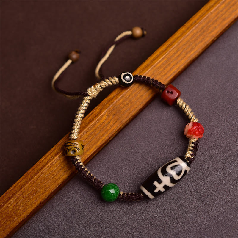 Handmade Tibetan Dzi Bead Wealth Braided Rope Bracelet