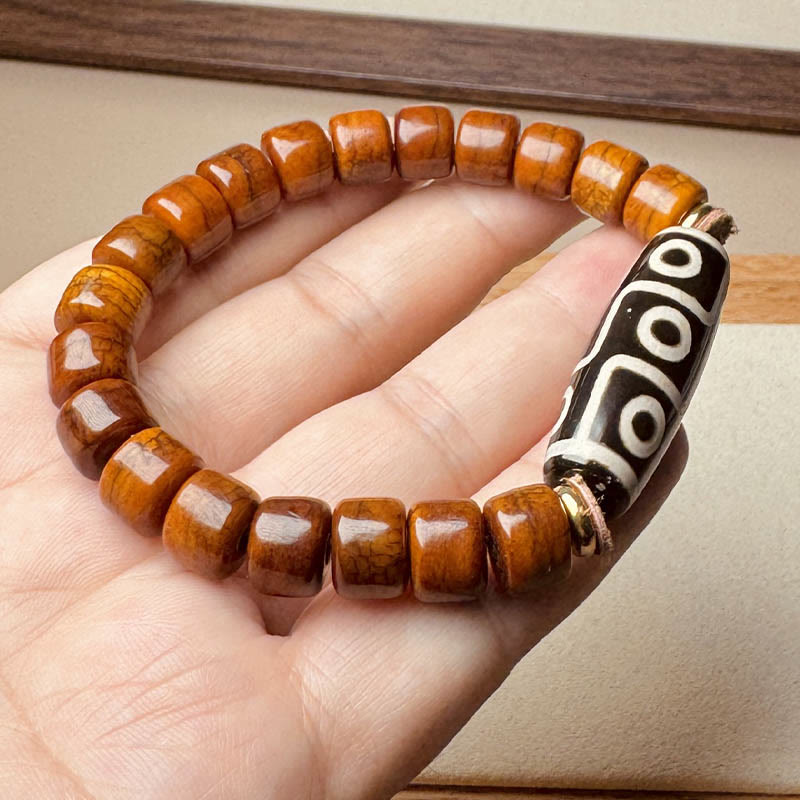 Tibetan Bone Beads Nine-Eye Dzi Bead Protection Bracelet - Image 7