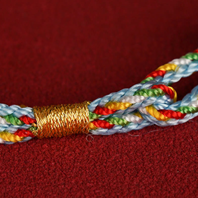 925 Sterling Silver Fu Character Luck Multicolored Rope Bracelet - Image 4