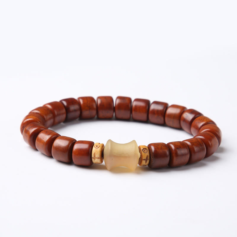 Tibetan Bone Beads Three-Eyed Dzi Bead Sheep Horn Red Agate Strength Bracelet - Image 15