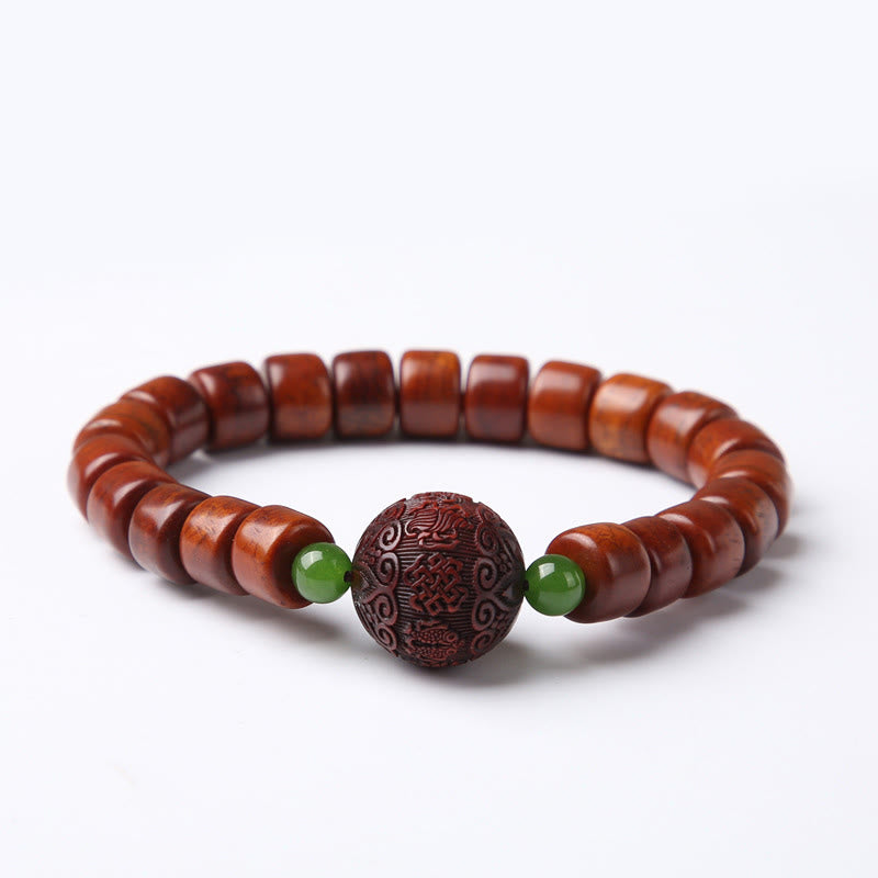 Tibetan Bone Beads Three-Eyed Dzi Bead Sheep Horn Red Agate Strength Bracelet - Image 19