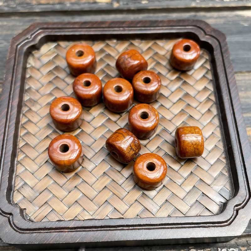 Tibetan Bone Beads Three-Eyed Dzi Bead Sheep Horn Red Agate Strength Bracelet - Image 26