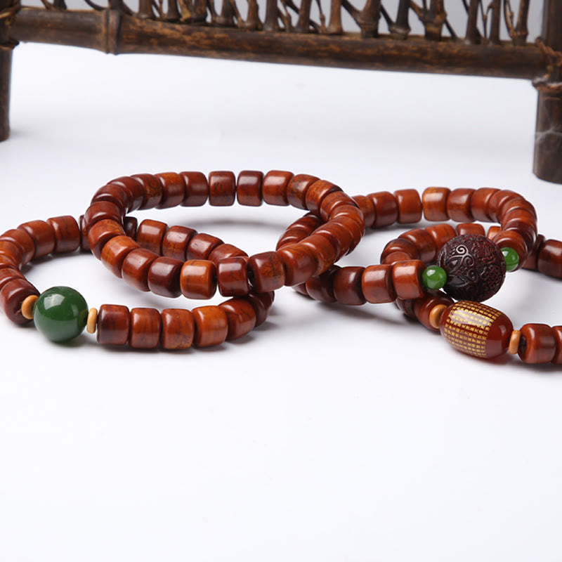 Tibetan Bone Beads Three-Eyed Dzi Bead Sheep Horn Red Agate Strength Bracelet - Image 29