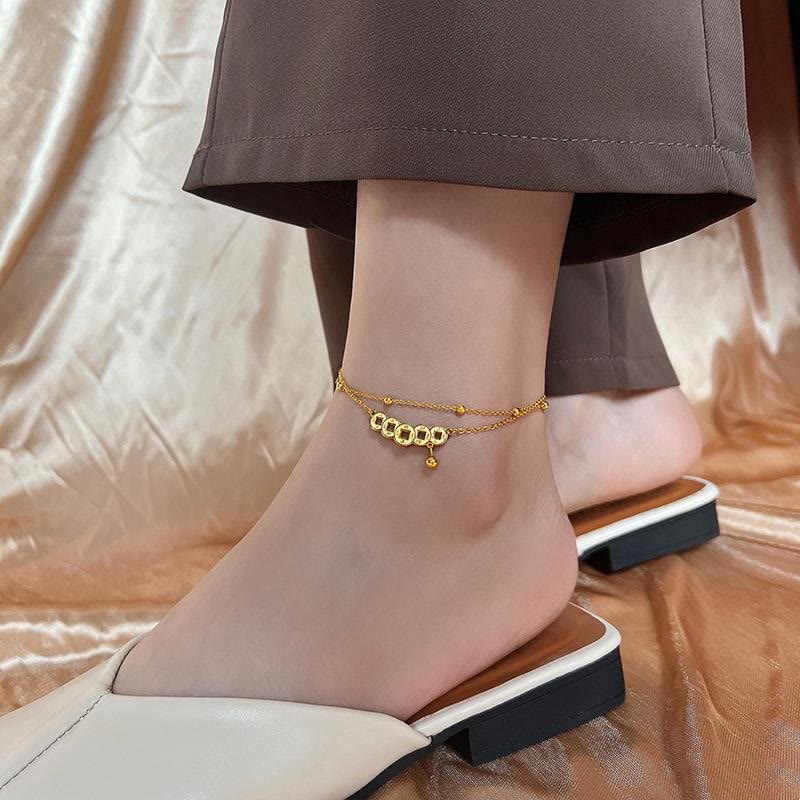 Copper Coins Attract Wealth Titanium Steel Anklet - Image 5