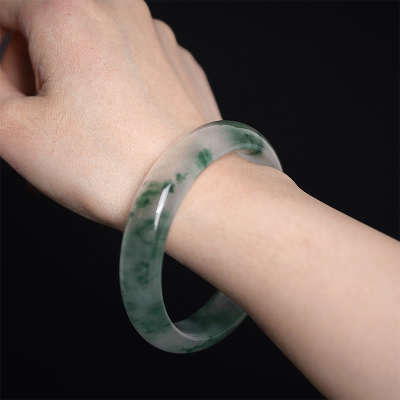 Natural Jade Floating Flower Luck Bracelet Bangle - Image 5