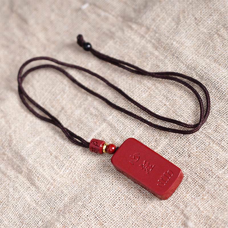 Cinnabar Lotus Heart Sutra Engraved Blessing Rope Necklace Pendant - Image 17