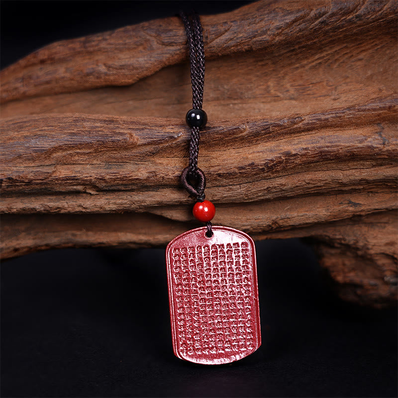 Cinnabar Lotus Heart Sutra Engraved Blessing Rope Necklace Pendant - Image 4