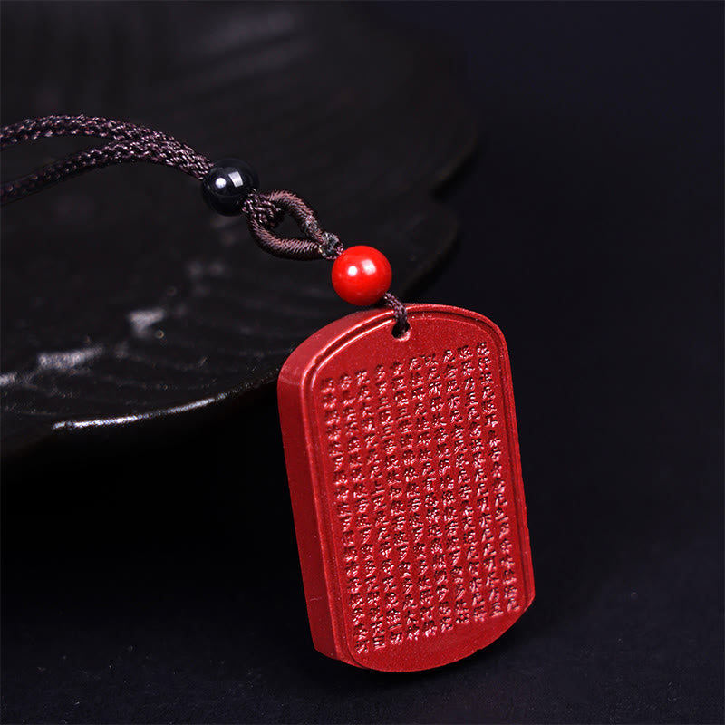 Cinnabar Lotus Heart Sutra Engraved Blessing Rope Necklace Pendant - Image 7