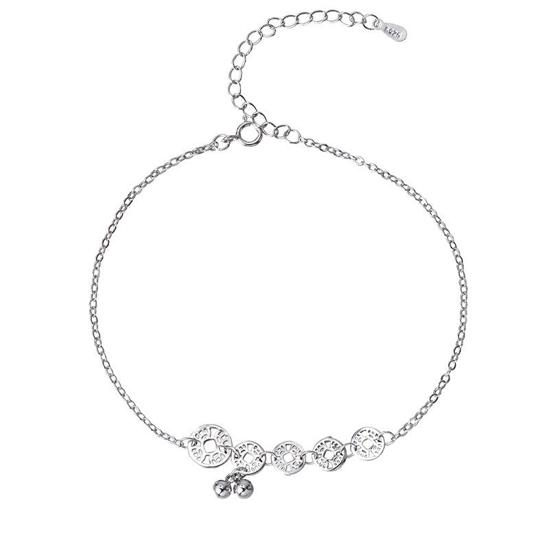 925 Sterling Silver Copper Coins Bells Protection Metal Anklet - Image 13