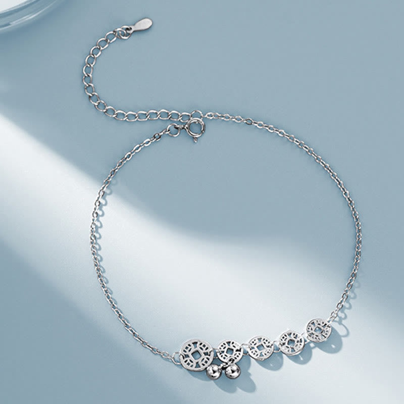 925 Sterling Silver Copper Coins Bells Protection Metal Anklet - Image 12