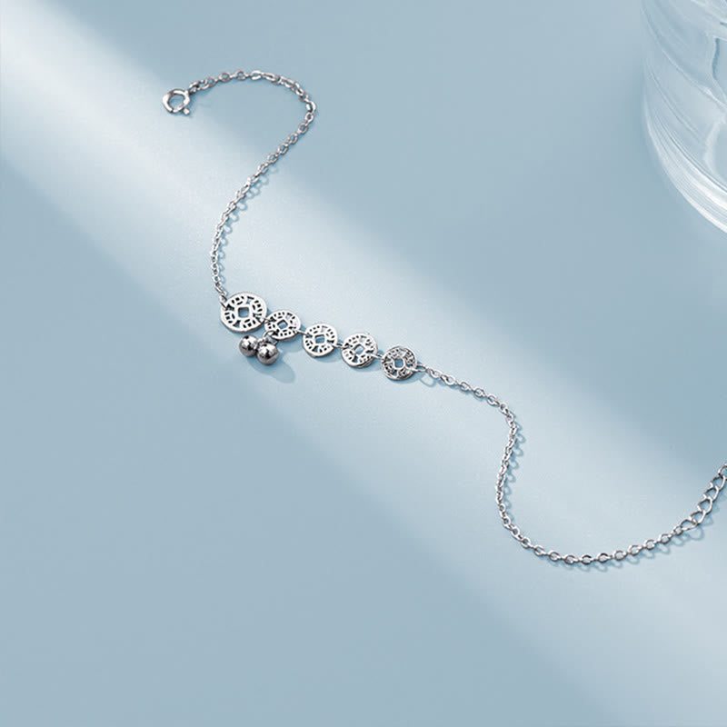 925 Sterling Silver Copper Coins Bells Protection Metal Anklet - Image 7