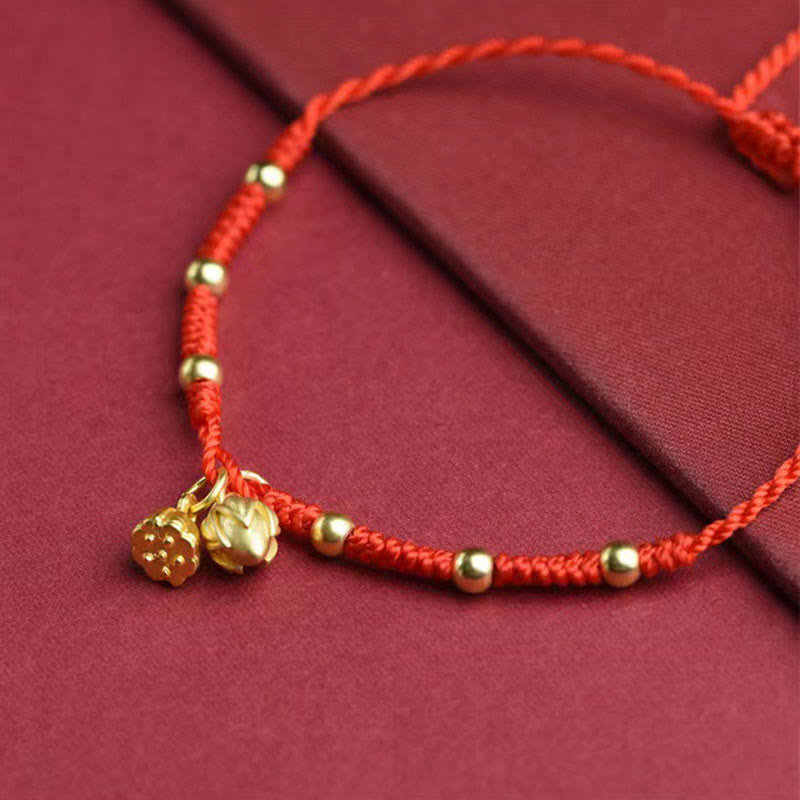 Lotus Pod Charm Luck String Rope Anklet - Image 3