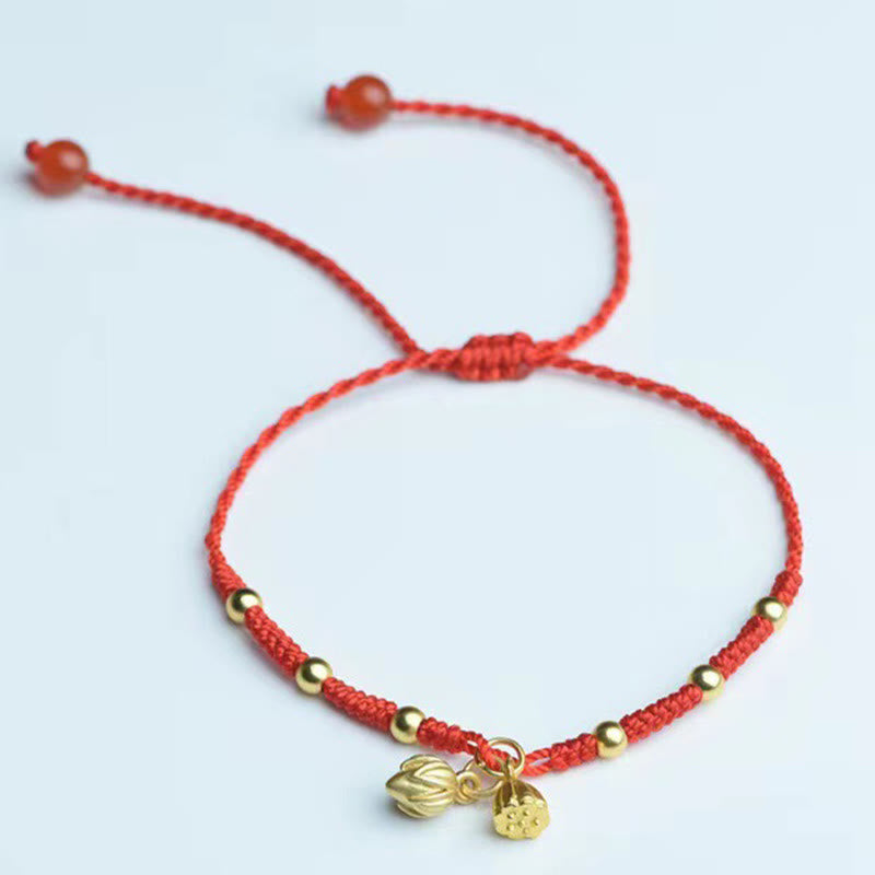Lotus Pod Charm Luck String Rope Anklet - Image 4
