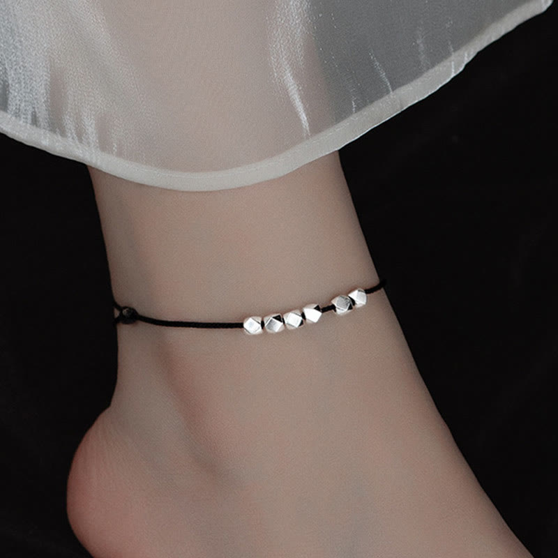 925 Sterling Silver Beads Luck Protection Braid Rope Anklet - Image 14