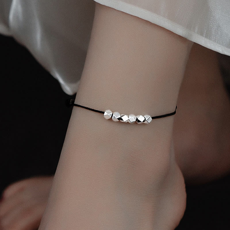 925 Sterling Silver Beads Luck Protection Braid Rope Anklet - Image 11