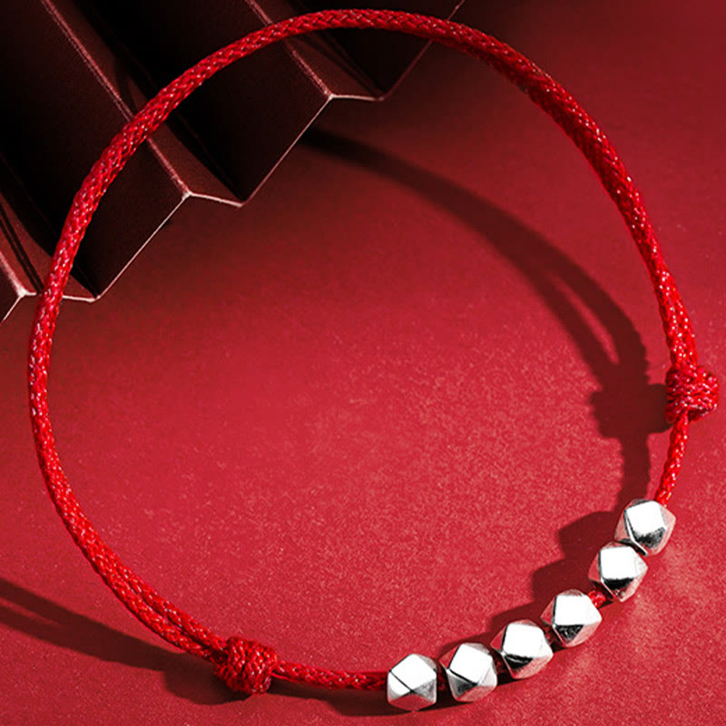 925 Sterling Silver Beads Luck Protection Braid Rope Anklet - Image 3