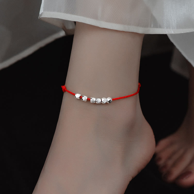 925 Sterling Silver Beads Luck Protection Braid Rope Anklet - Image 8