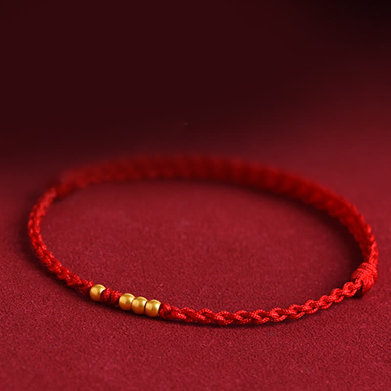 999 Gold Beads Luck Braided Protection Couple Bracelet - Image 4