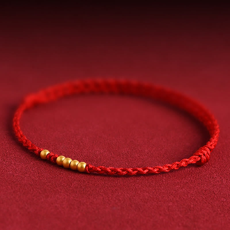 999 Gold Beads Luck Braided Protection Couple Bracelet - Image 11