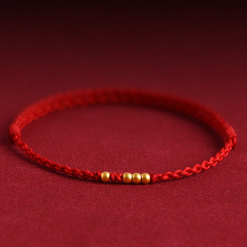 999 Gold Beads Luck Braided Protection Couple Bracelet