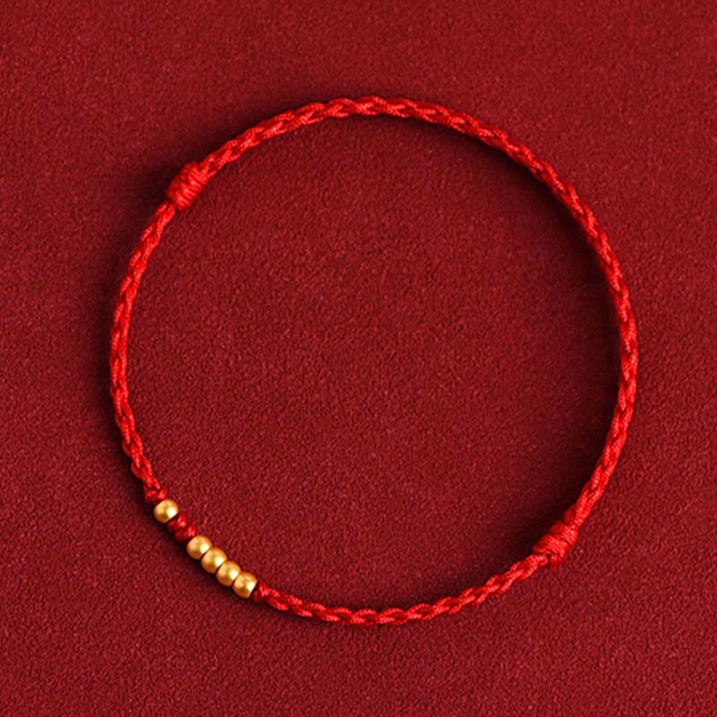 999 Gold Beads Luck Braided Protection Couple Bracelet - Image 10