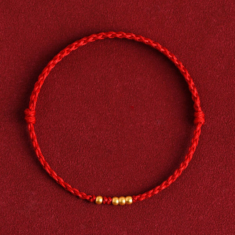 999 Gold Beads Luck Braided Protection Couple Bracelet - Image 3